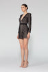 V' Neck Long Sleeve Wrap Mini Dress